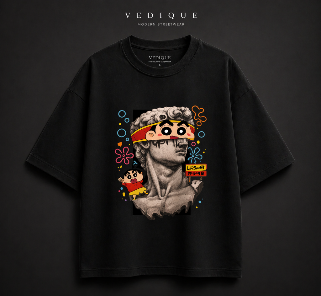 VEDIQUE Oversized Streetwear Tee – Shinchan Art Edition
